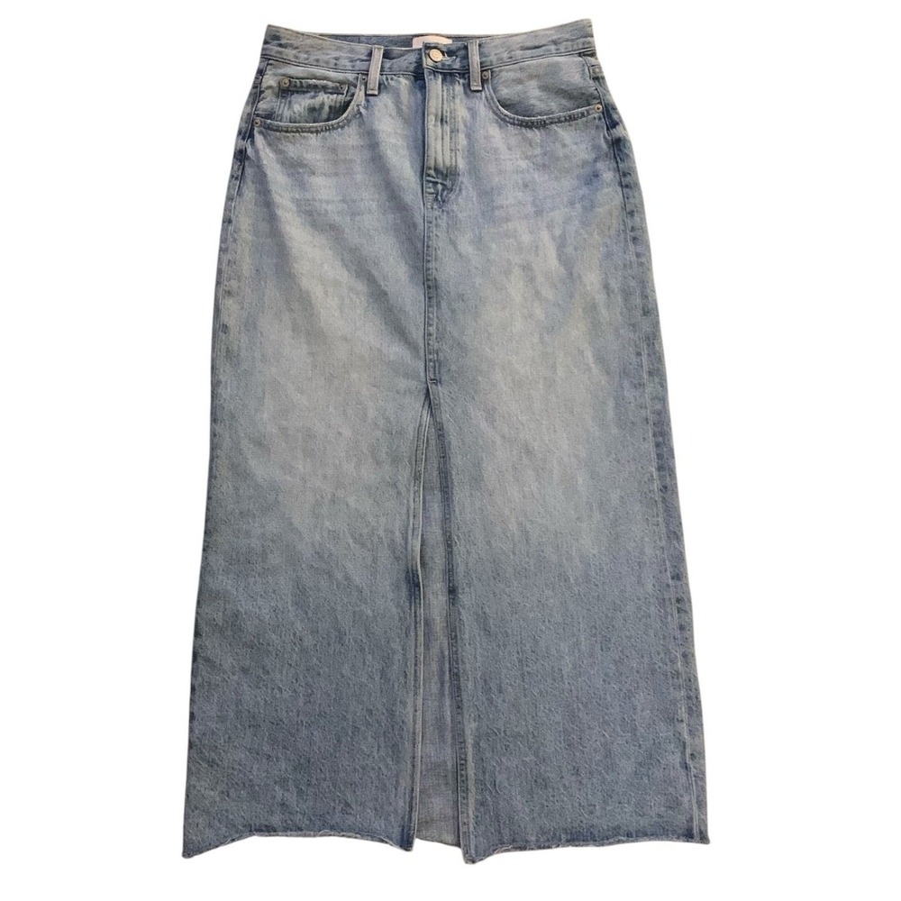 Pistola Denim Skirt Womens 29 Light Blue Front Slit Maxi Brooklyn Boho 90s Core